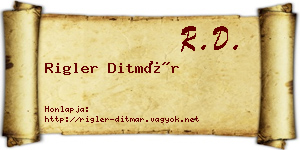 Rigler Ditmár névjegykártya